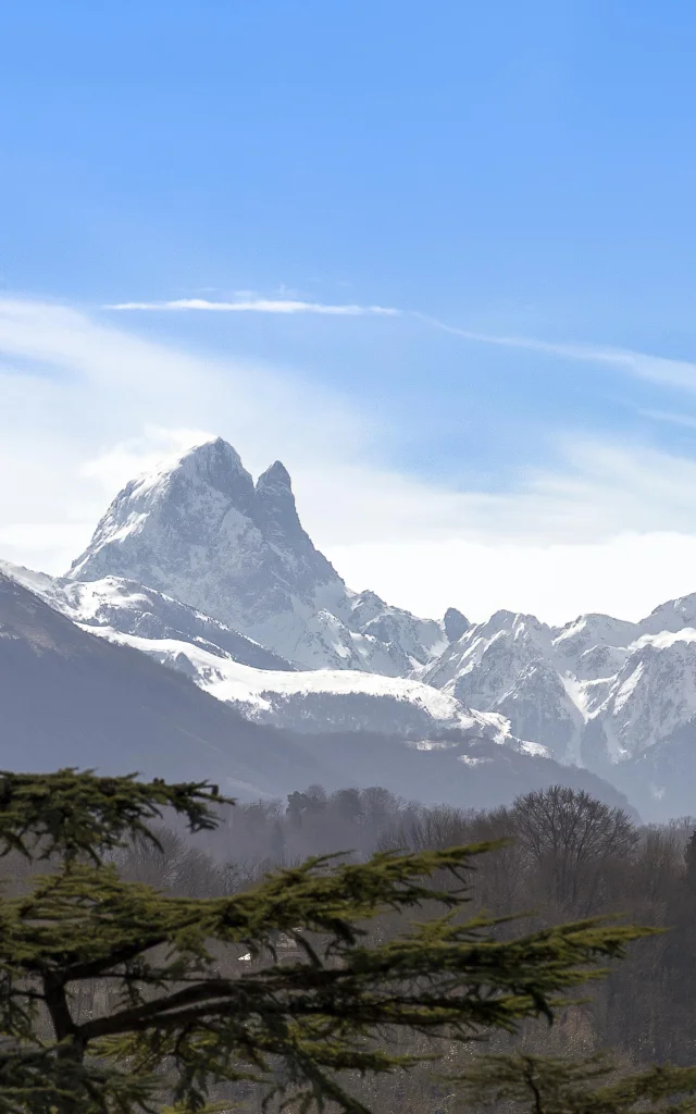 Vue Pyrenees Ossau Hiver Depuis Pau Light