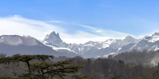 Vue Pyrenees Ossau Hiver Depuis Pau Light