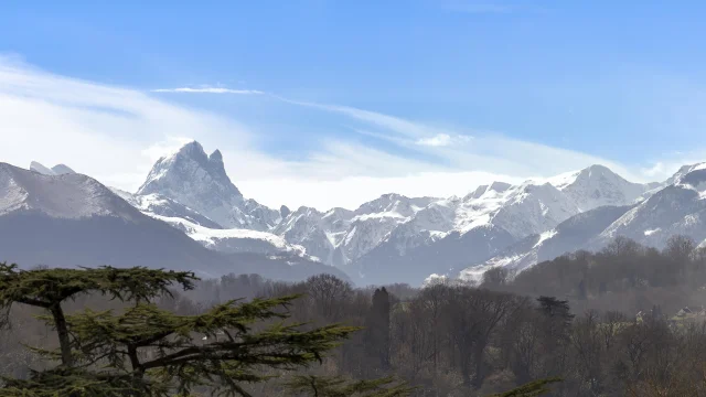 Vue Pyrenees Ossau Hiver Depuis Pau Light