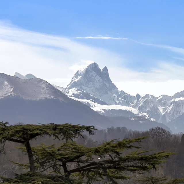 Vue Pyrenees Ossau Hiver Depuis Pau Light